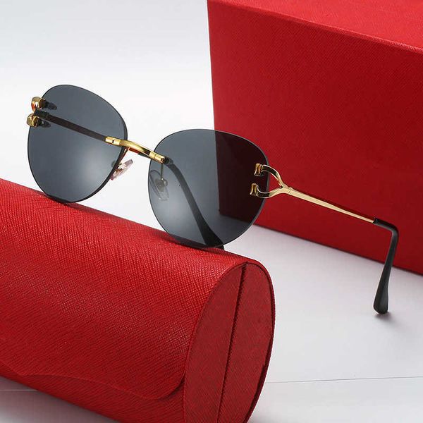 

fashion leopard head designer sunglasses frameless large frame for male and female pilots fashionable and trendy sunglasses and personalized, White;black