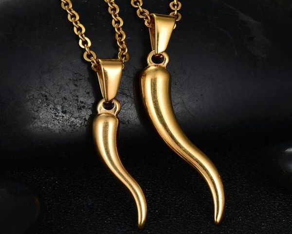 

pendant necklaces italian horn necklace stainless steel for women men gold color 50cm273w8831770, Silver