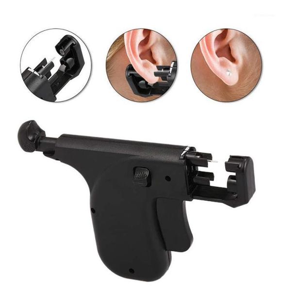 

1pc professional no pain safety ear piercing gun set sterile double pistol plug piercer tool machine kit stud choose design18466991, Golden;silver