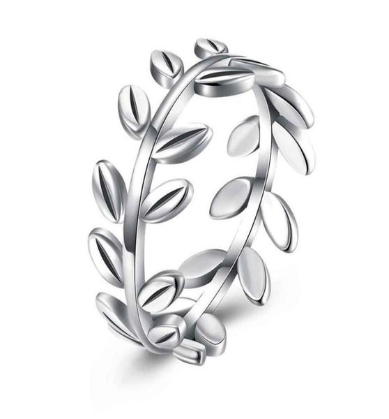 

olive leaf rings 925 sterling silver women simple style stackable ring party wedding gift fashion s925 jewelry cluster2138649, Golden;silver