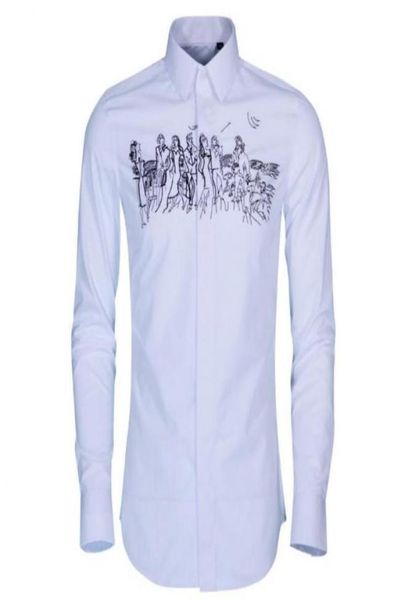 

men039s casual shirts luxury chest embroidered men shirt fashion solid color long sleeve mens dress plus size 4xl slim fit man4515896, White;black