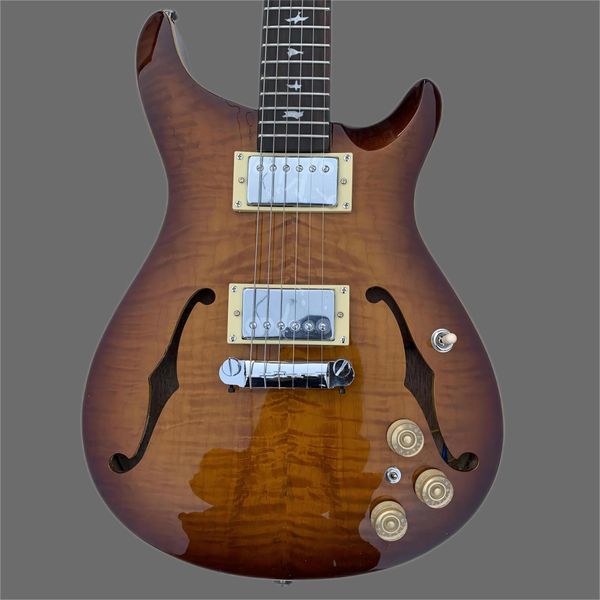 

rare paul reed hollowbody ii righteous private stock satin koa smoked burst prs electric guitar one piece zebra wood neck,