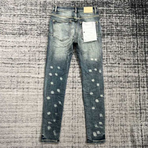 

men's jeans purple designers 2023 jean luxury brand trousers men embroidery patchwork ripped for trend motorcycle pant mens skinny 5pd9, Blue