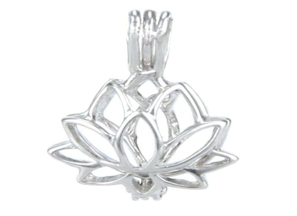 

925 silver locket cage lotus shape pearl gem beads cage pendant can open sterling silver pendant mounting diy jewelry fitting1639122