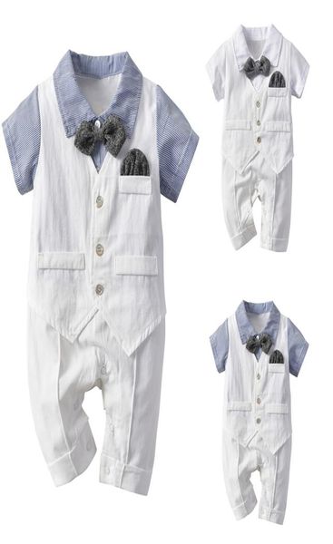 

newborn baby boys clothes sets christening formal party bodysuits outfits gentleman short sleeve summer outwear suits for 02y6330803, White