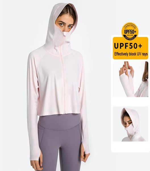 

spring and summer new sports leisure outdoor sun protection clothing uv protection loose hooded zipper hair hole fitness running y1481374, Gray;blue
