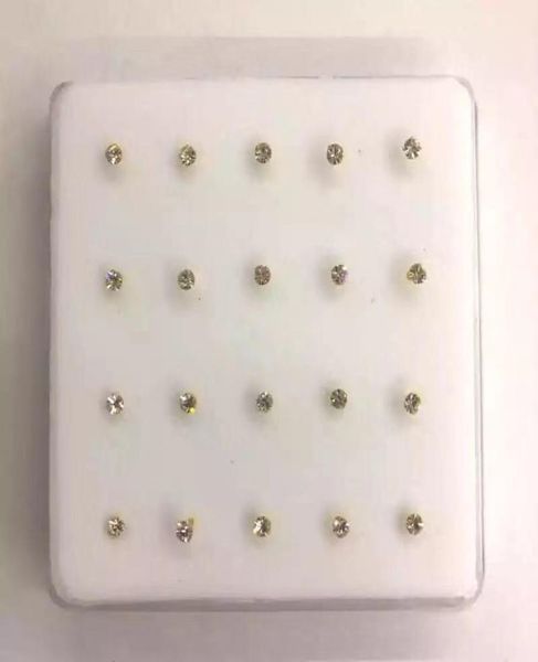 

100 925 sterling silver 2mm crystal pin stud indian nose piercing jewelry 20pcsset1898712