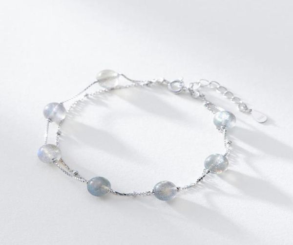 

sterling silver bracelet natural moonstone double personality silverware bracelet the new sell fashion3437063, Golden;silver