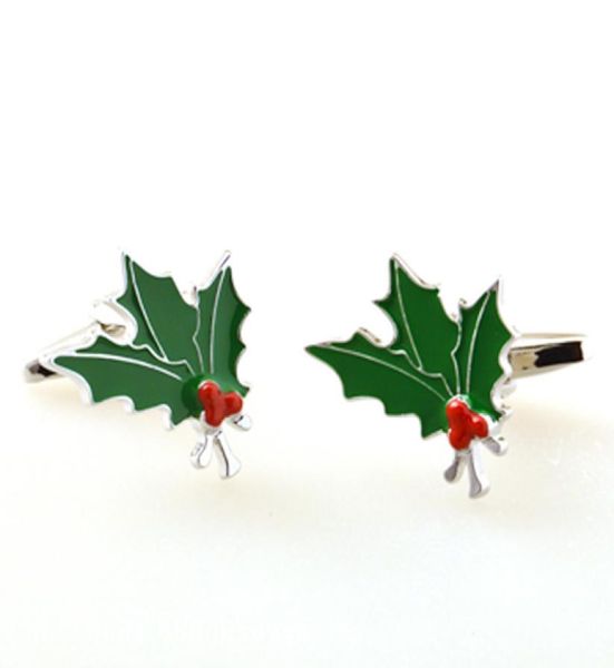 

selling new christmas series cufflink christmas tree leaf green7861845, Silver