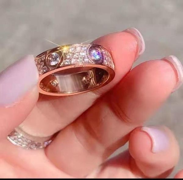 

full diamond titanium steel silver love ring men and women rose gold rings for lovers couple jewelry gift8192487