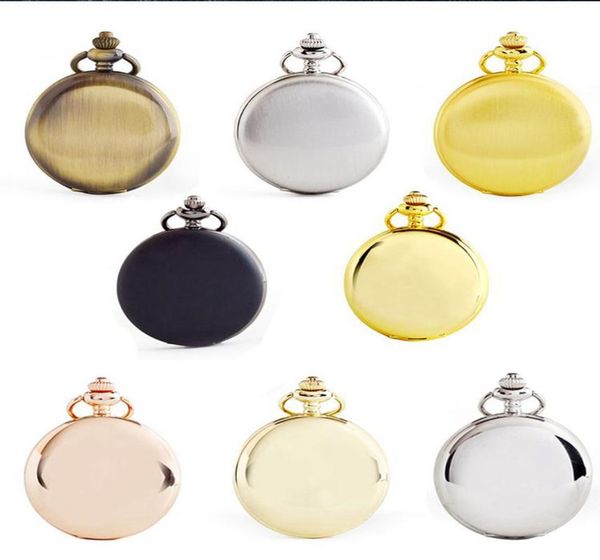 

whole 8colors quartz watches chain bronze polished double face pocket watches4211900, Slivery;golden