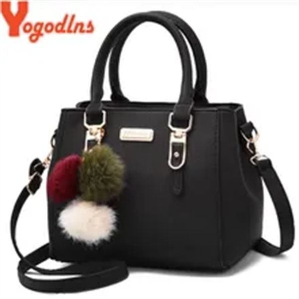 

yogodlns women beading pendant handbag ladies embossed shoulder bag ladies messenger bag hairball bags bag a107, White;black