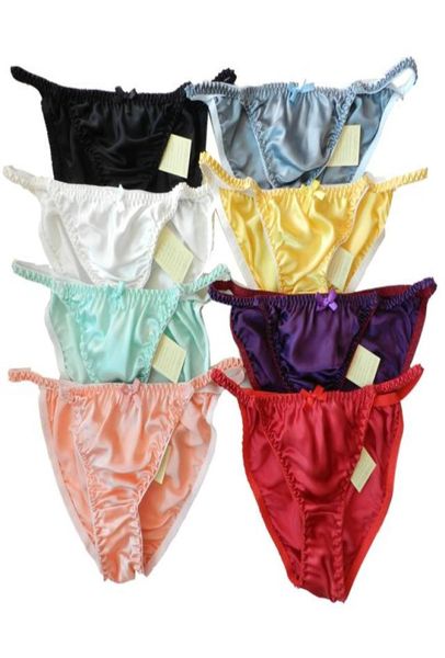 

yavorrs whole 8pcs 100 silk women039s lady string bikinis panties6194350, Black;pink