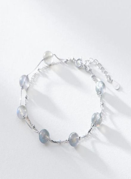 

sterling silver bracelet natural moonstone double personality silverware bracelet the new sell fashion7042220, Golden;silver