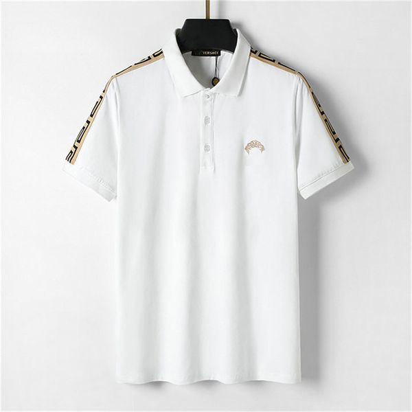

#9 fashion men's t-shirts mens polo short sleeve breathable tees letter pattern print men women summer t shirts plus size men's p, White;black