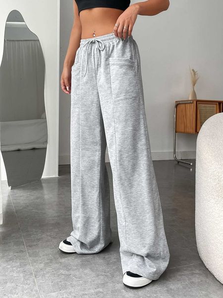 

women's drawstring waist pocket detail sweatpants, White