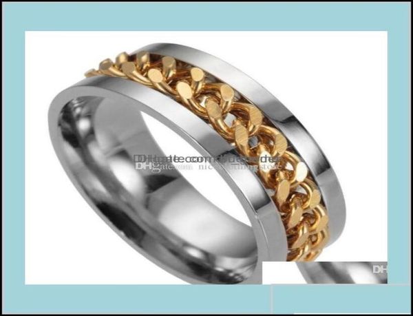 

band rings 4 colors stainless steel movable spin chain titanium nail ring finger for women men jewelry gift gzsvr ykat7 drop deliv7907808, Silver