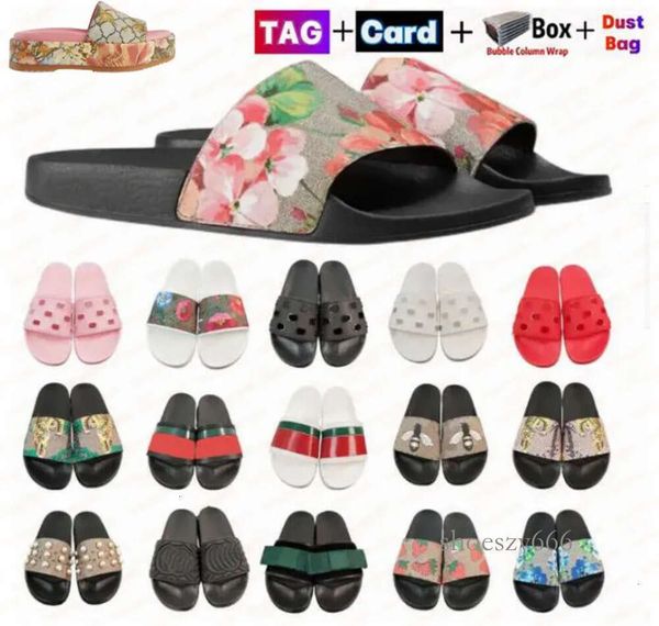 

flat slippers designer beach slide sandals men women slipper indoor sandal outdoor shoes rubber summer slides with box dust bag, Black