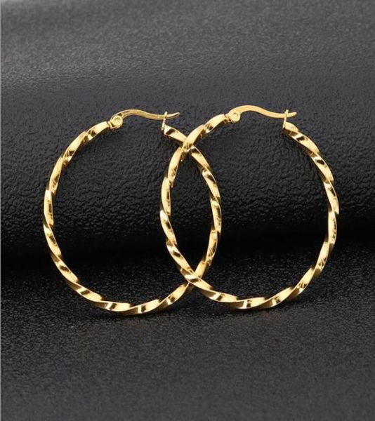 

gold silver black rose gold color big hoop earrings stainless steel jewelry high engagement earrings for women christmas 5184234, Golden;silver