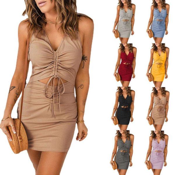 

womens summer slimming short lace up front pleated hollow out tight sheath dress, Black;gray