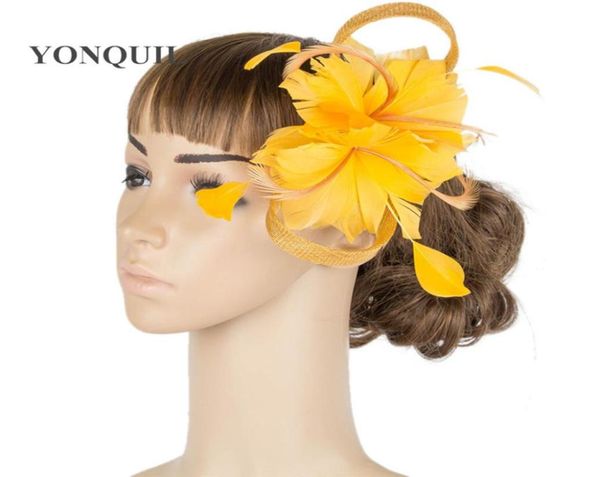 

17 colors sinamay material fascinator headpiece wedding hat race hair accessories suit for all season myq0678832200, Slivery;golden