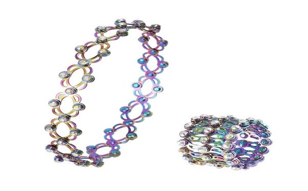 

two wearing methods stretch out and draw back copper tiktok magic ring bracelet rings1981952, Golden;silver