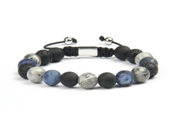 

fashion design stainless steel bracelet mix 10mm stone macrame bracelet men natural mix stones universe yoga chakra solar bracelet2651785, Black