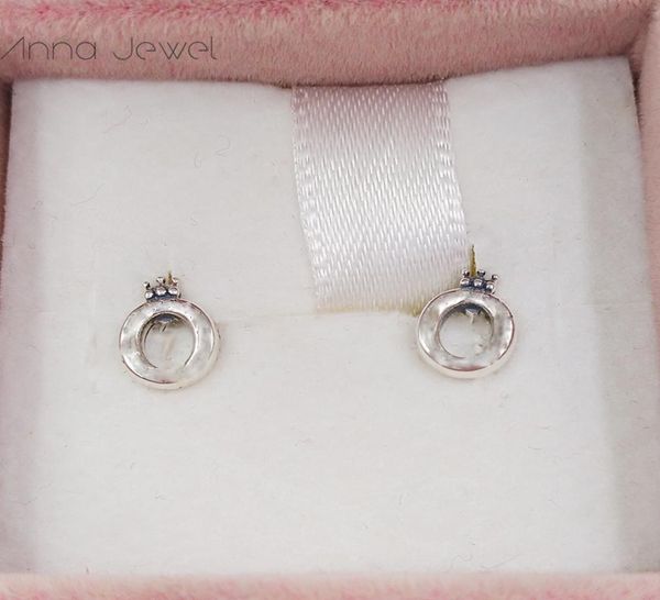 

authentic 925 sterling silver p polished crown o stud earrings luxury for women men girl valentine day birthday gift 2982957041099, Golden;silver