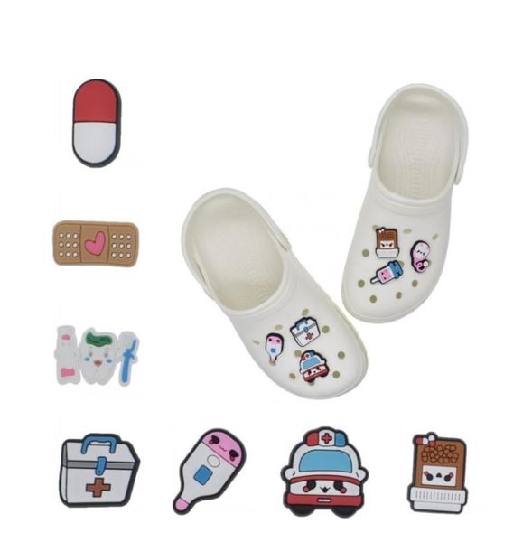 

100pcslot original shoe charms game doctor pvc croc accessories decorations cartoon jibz charm buckle for kids party xmas gif9883150, Bronze;silver