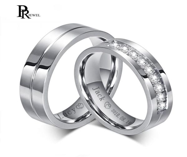 

bling cubic zirconia wedding band rings engraving record name date love info never fade stainless steel love alliance gift5062754, Slivery;golden
