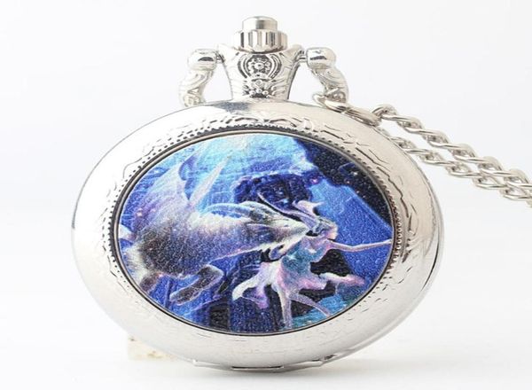 

vintage pocket watch quartz pendant antique necklace chain08945383, Slivery;golden
