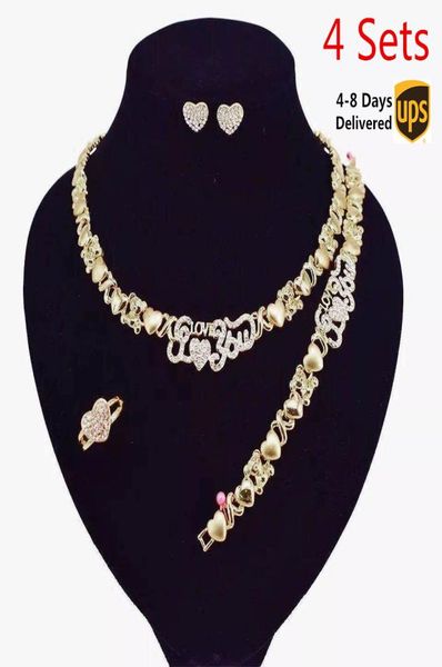 

4 setslot bridal jewelry sets womens necklace earrings 14k gold jewelry set women wedding jewelry set for women bracelet set2484942, Black