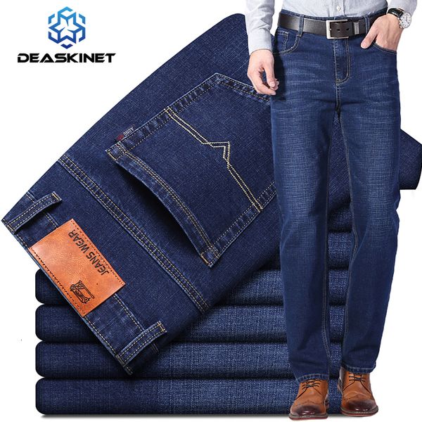 

men's jeans autumn large size business casual spring fashion loose stretch straight pants brand trousers men 230715, Blue
