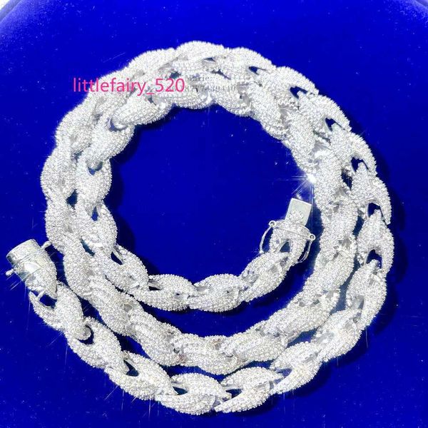 

pendant necklaces shinning jewelry vvs moissanite diamond 10mm wide rope chain iced out necklace men 925 sterling silver necklace hip hop ne