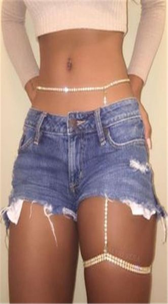 

fashion brand crystal leg chain body jewelry women rhinestone anklet belly chains geometric club night rock body chain 20177760595, Silver