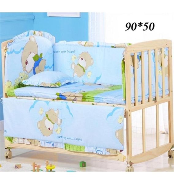 

5pcsset baby crib bumper cartoon design 100 cotton baby bedding set bumper childrens bed protector room decor zt19 2205197087715