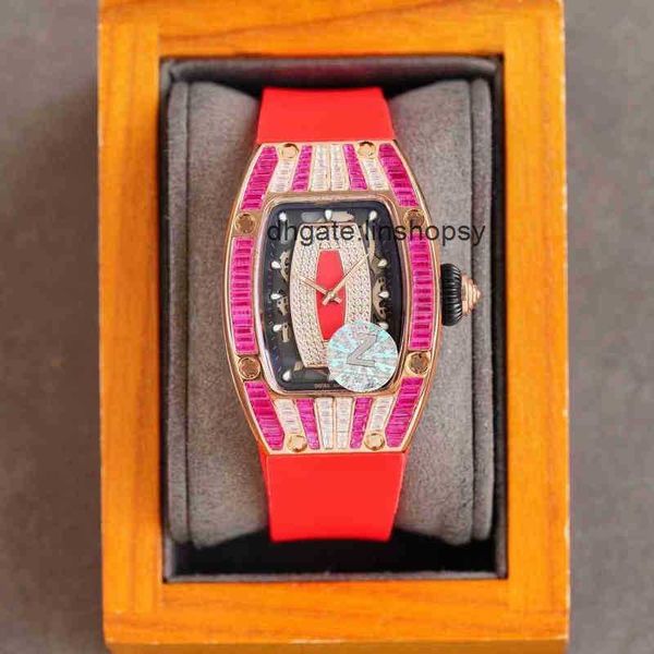 

awatch designer lluxury wristwatch richa milles business leisure rm07-01 automatic machinery meijin full diamond case tape watch women', Slivery;golden