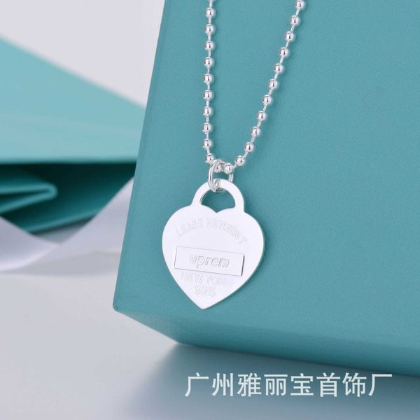 

original new seiko new tiffayffay heart shaped ball chain necklace female cnc steel seal letter love pendant sweater, Black