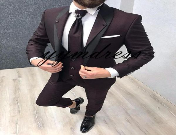 

latest design wedding suits slim fit groom tuxedos formal wears shawl lapel groomsman suits jacketpantsvesttie2570994, Black;gray