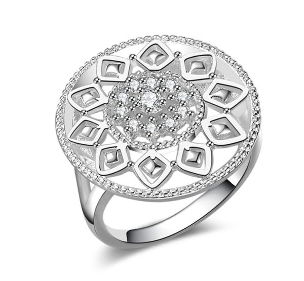

new 925 sterling silver fashion jewelry flower genuine austrian crystal diamond ring sell girl gift 17303195534
