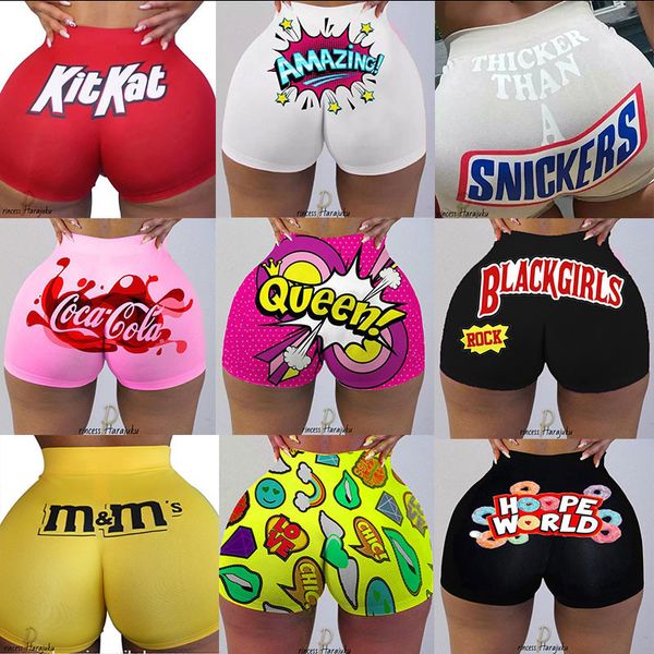 

women's shorts women printed shorts in the summer casual high waist motorcycle shorts cute sports fitness shorts drop 230715, White;black