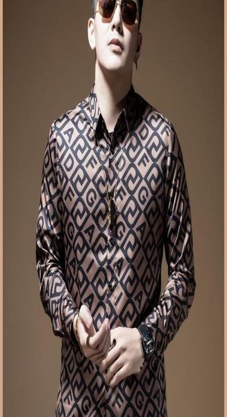 

mens light luxury letter printing longsleeved shirt casual lapel button longsleeved shirt mens fashion clothing trends3923105, White;black