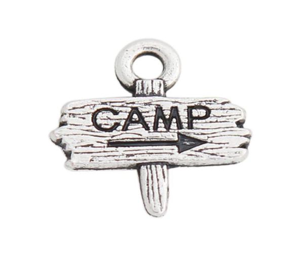 

antique silver color double side alloy camp road sign charms for campers 1213mm aac17463934427, Bronze;silver