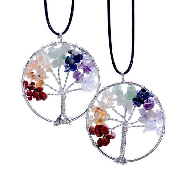 

natural stone choker necklace chakra amethysts tree life quartz pendant necklace jewelry silver plated wisdom tree chain women nec5631419