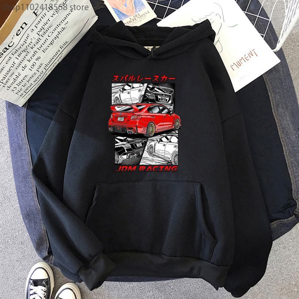 

men's hoodies sweatshirts initial d jdm red subie hoodie males winter clothes anime japan style impreza wrx sti printed sweatshirt hara, Black