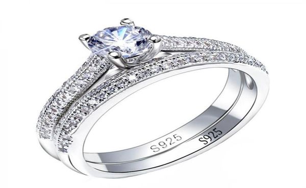 

925 silver rings for women simple design double stackable fashion jewelry bridal sets wedding engagement ring accessory6909889