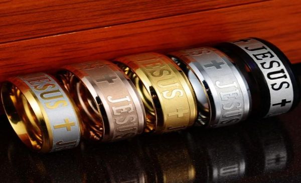 

gold stainless steel jesus cross faith anglicans christian prayer ring letter bible for women men5401826, Silver