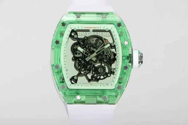 

arm055 superclone flywheel superclone lluxury mens mechanics watch richa milles wristwatch swiss rm055 white ceramic automatic mechanical tr, Slivery;golden