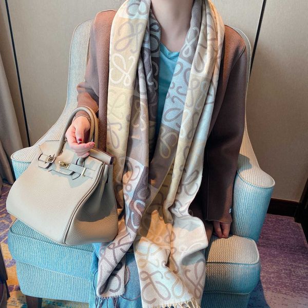 

new classic versatile tassel old flower loe imitation cashmere shawl autumn winter couple warm decoration scarf, Blue;gray