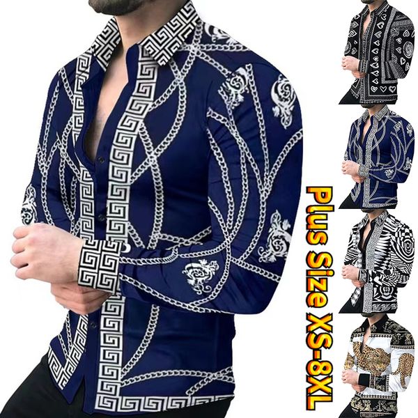 

men s t shirts retro shirts casual light luxury pattern printing long sleeved clothing cardigan shirt xs 8xl 230715, White;black